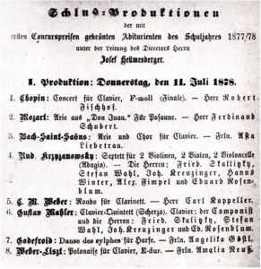 1878 Concert Vienna 11-07-1878 - Piano quintet (Premiere, piano)
