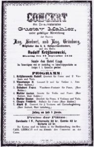 1876 Concert Jihlava 12-09-1876 - Sonata for violin and piano, Quartet for piano, 2 violins and viola (piano)